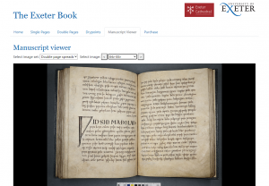 Screenshot of website with Exeter Book double page spread